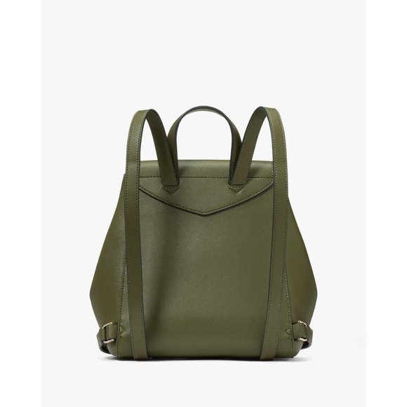 New Kate Spade Lizzie Saffiano Leather Medium Flap Backpack Enchanted Green - Picture 3 of 5